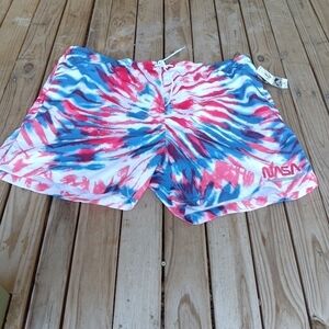 New Men's Red White & Blue Tie Dye Swim Trunks Size XXL 4th of July Fourth
